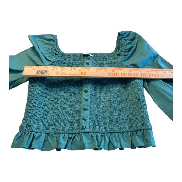 AE Square Neck Smocked Ruffle Blouse Medium - Picture 8 of 9